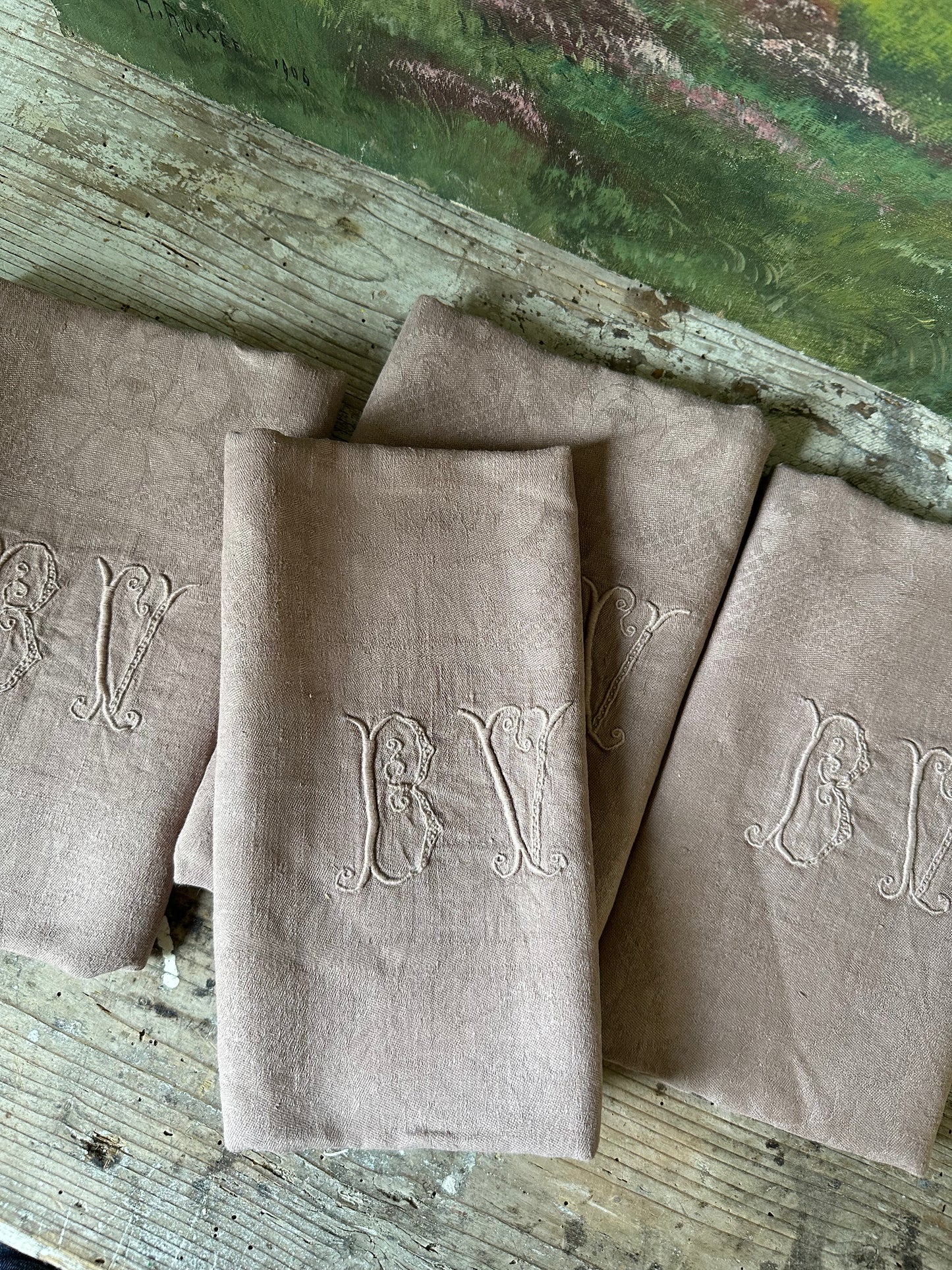 4 serviettes marron glacé