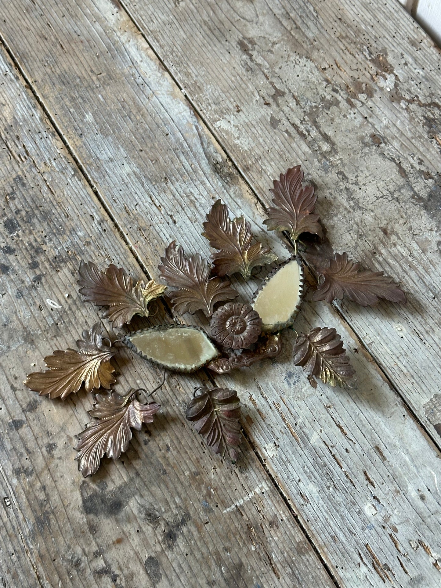 Miroir et feuilles de laiton