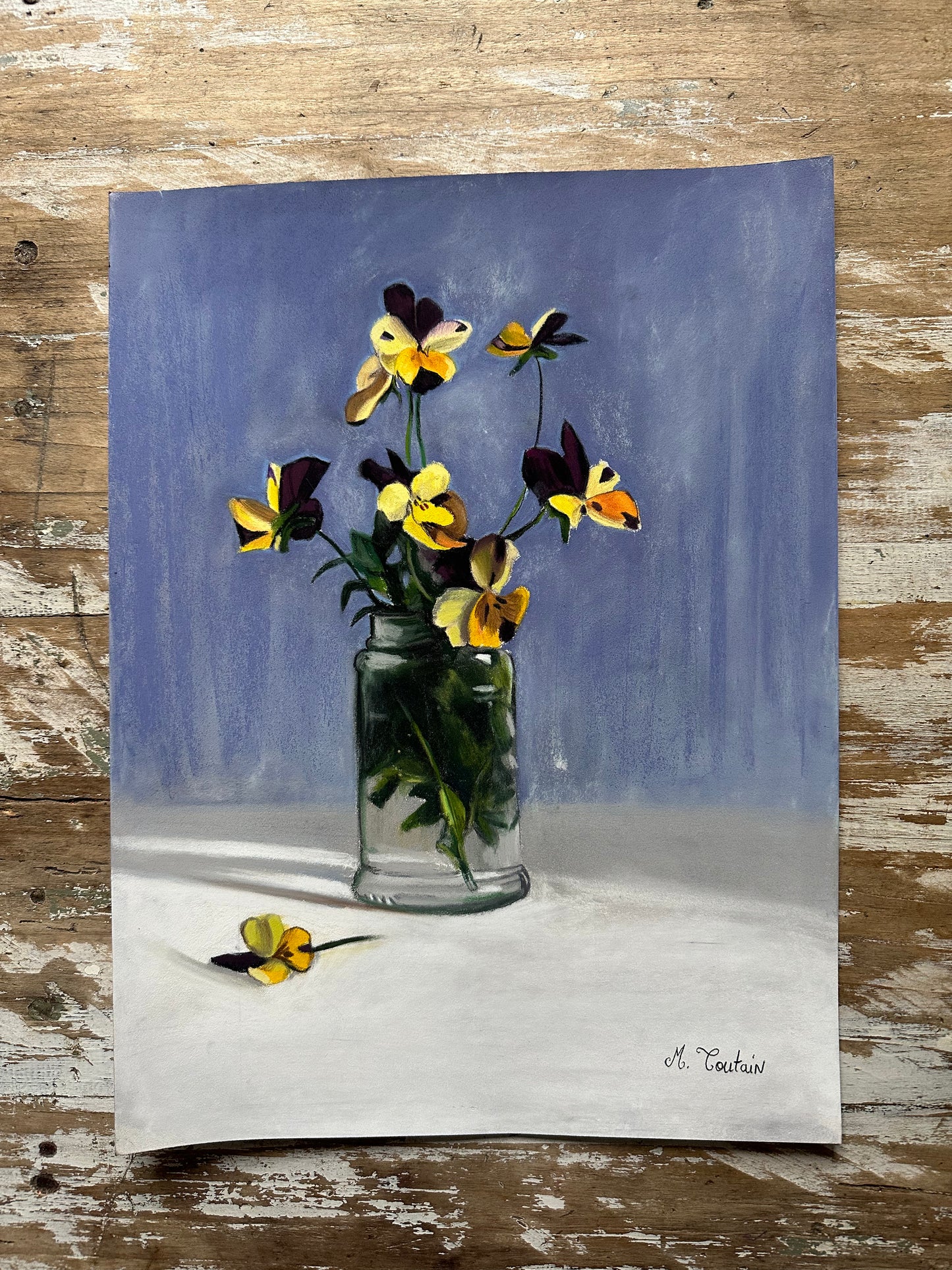 Dessin au pastel, les pensées