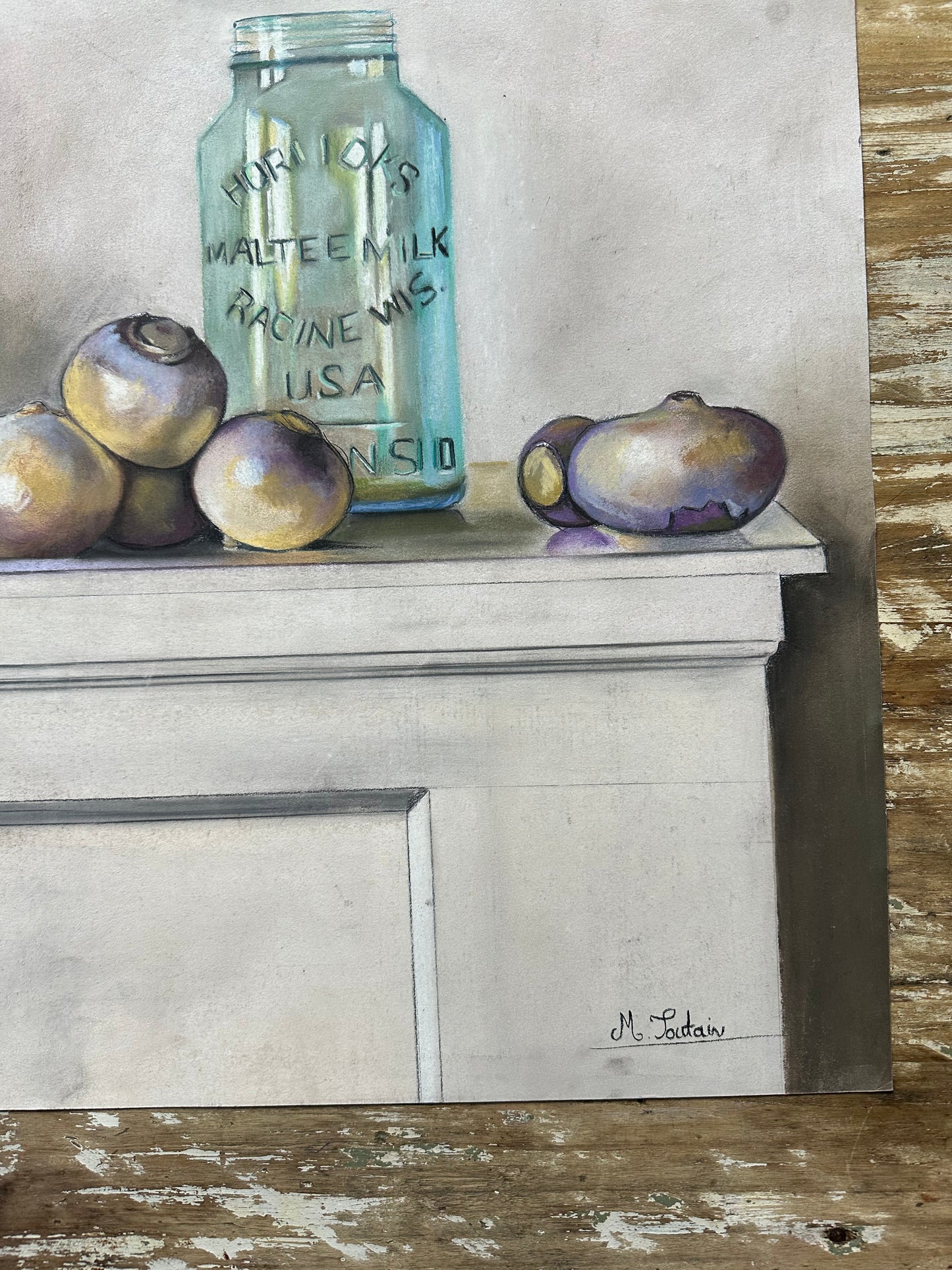 Dessin au pastel, les navets