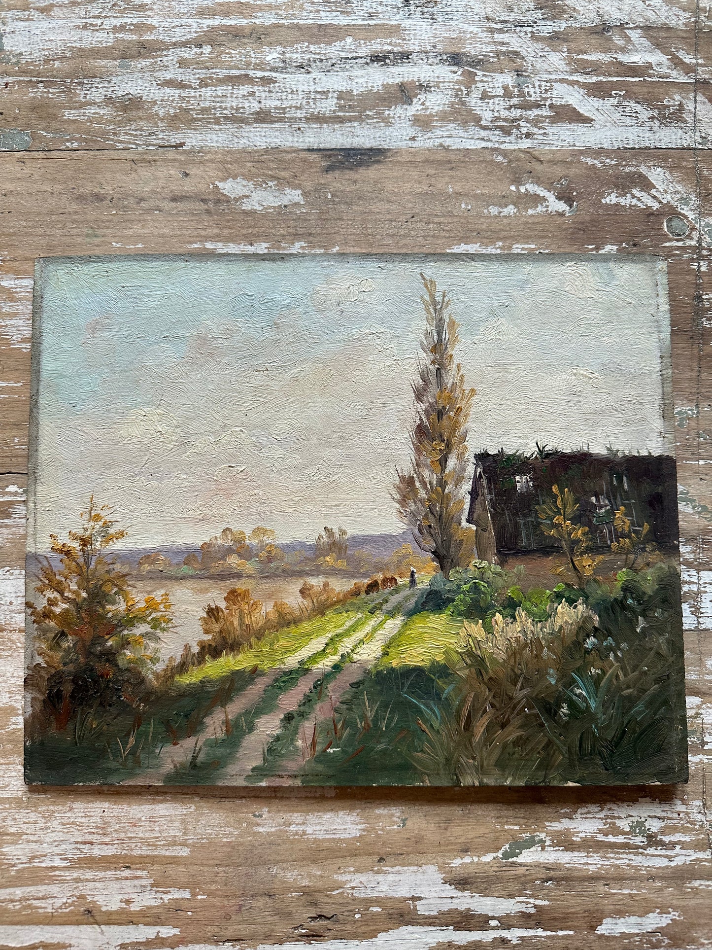 Ancien paysage sur panneau
