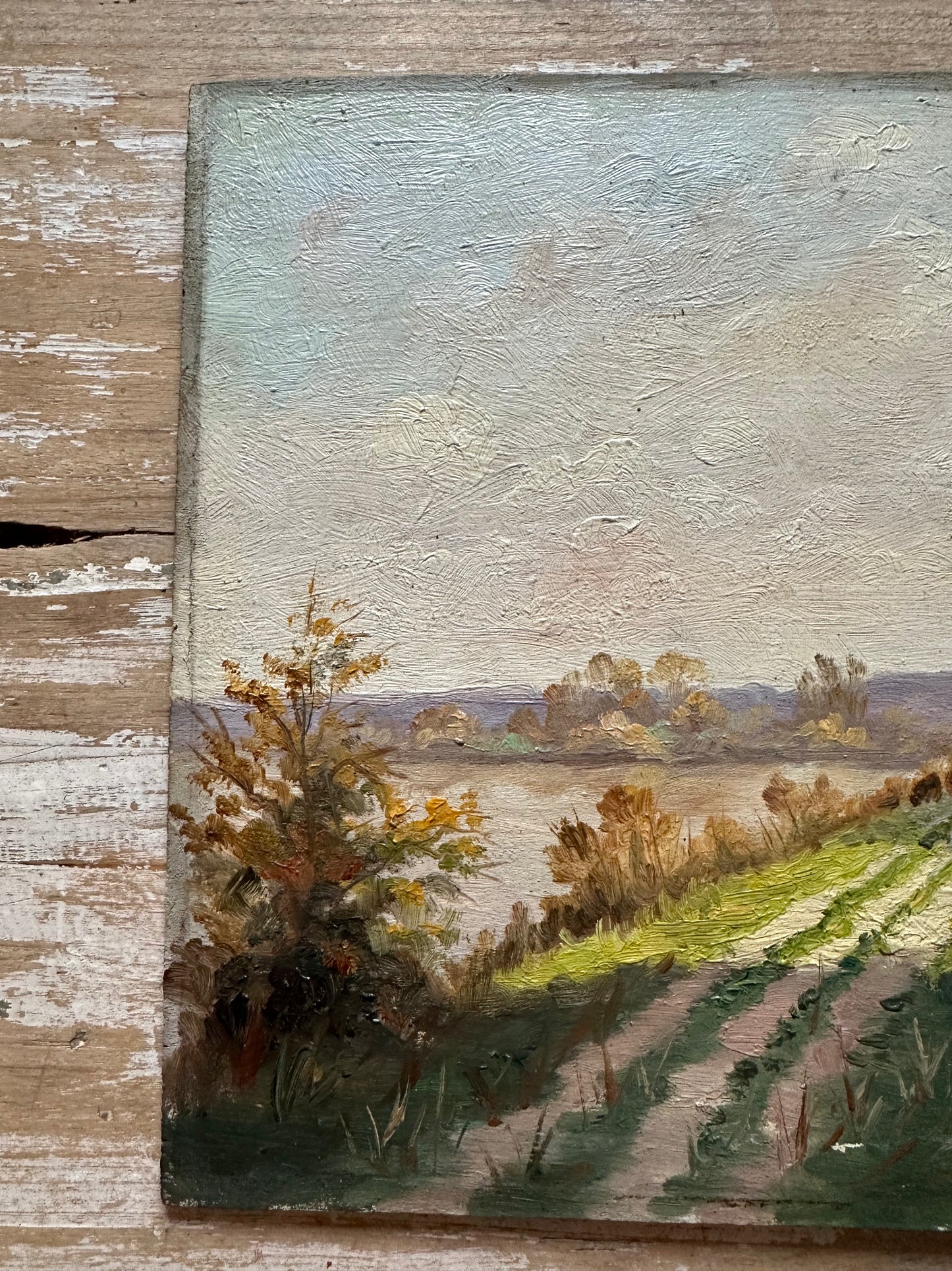 Ancien paysage sur panneau