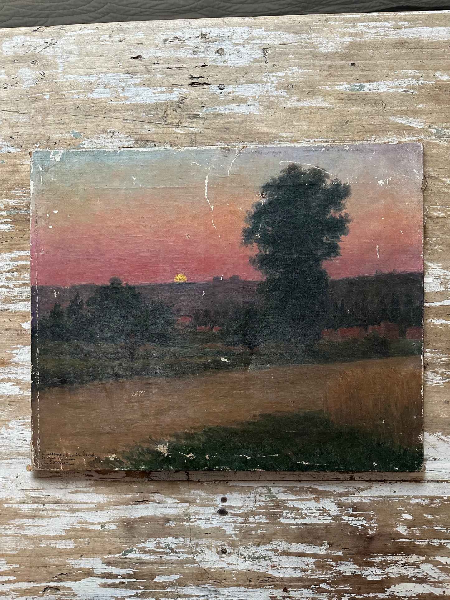 Ancien paysage coucher de soleil