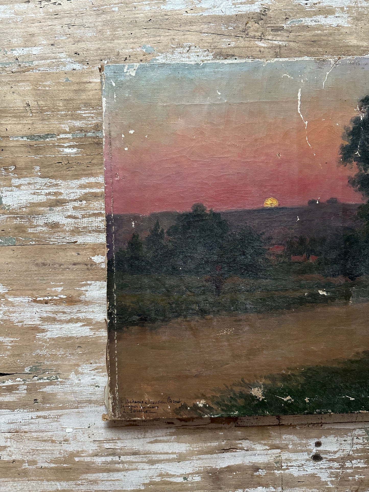 Ancien paysage coucher de soleil