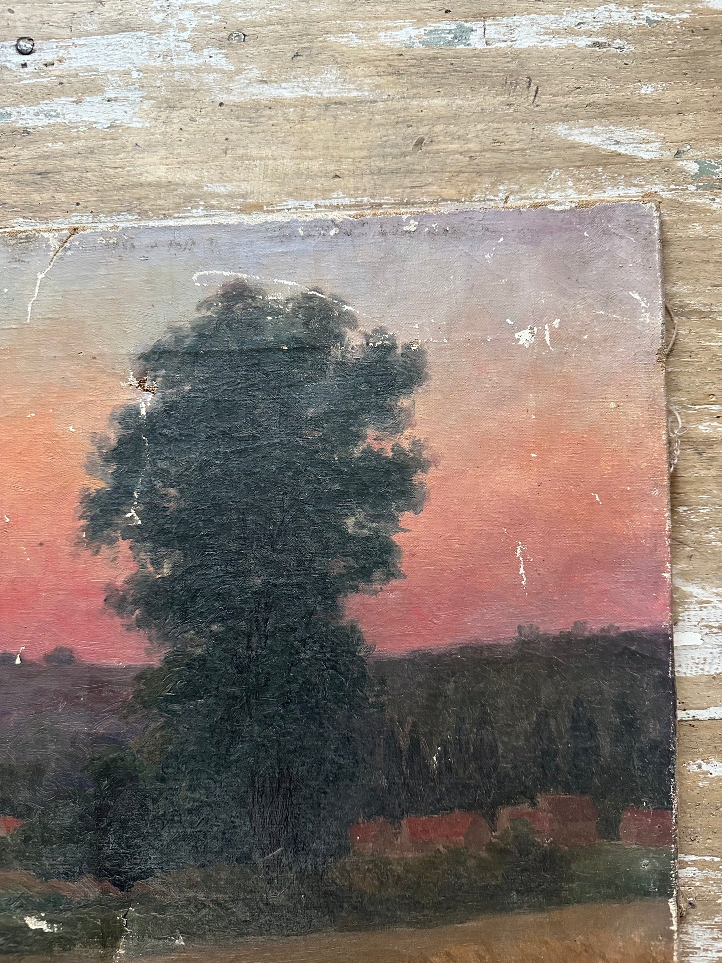 Ancien paysage coucher de soleil