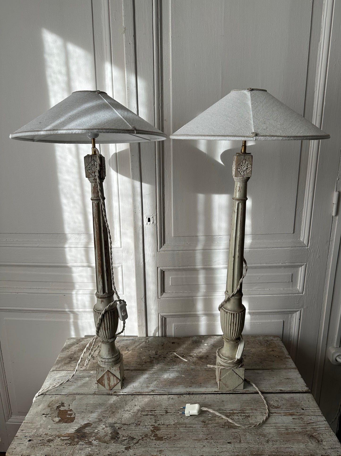Paire de lampes balustres XIX eme siècle