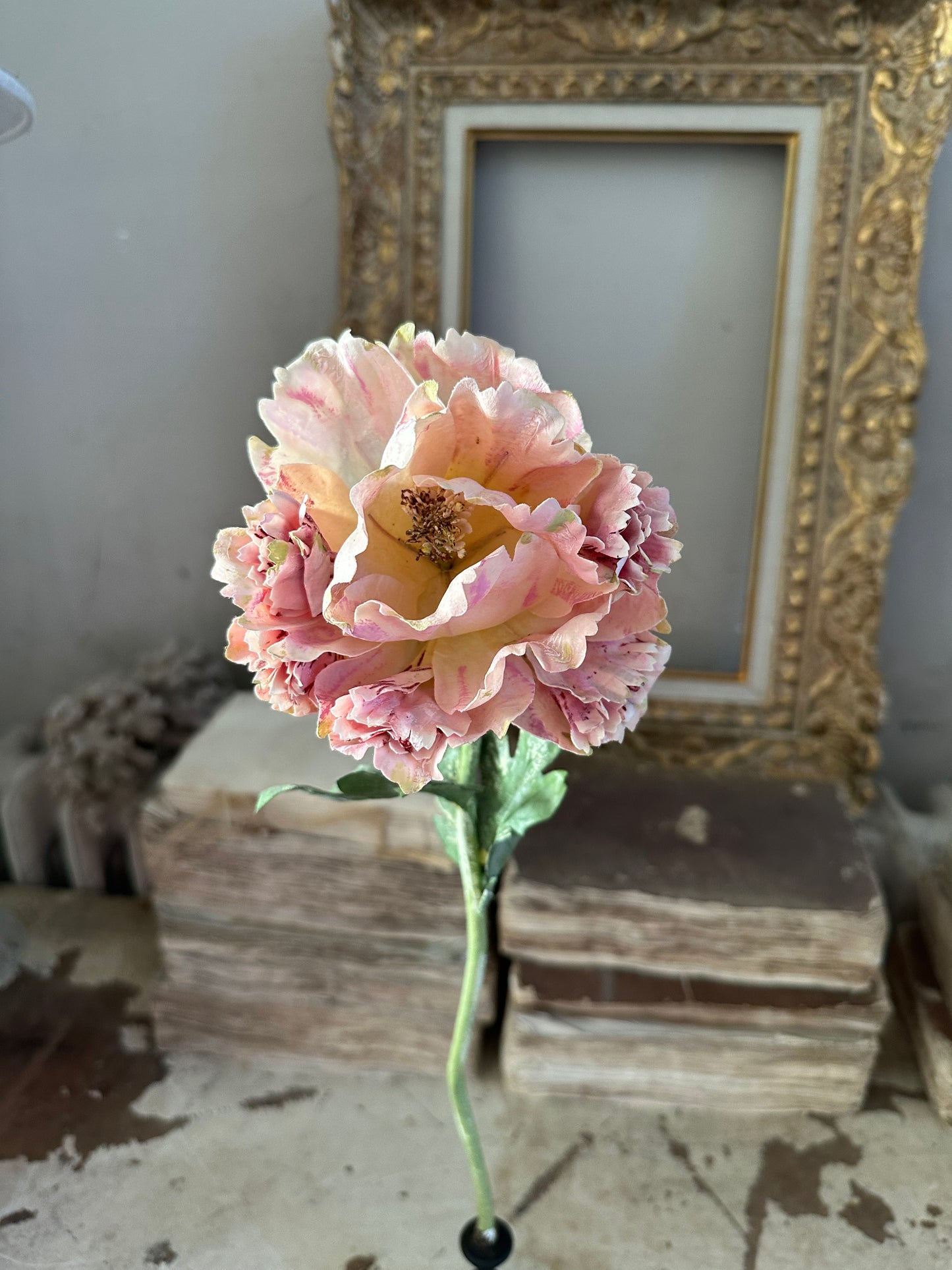 Fleur vintage en tissu et papier