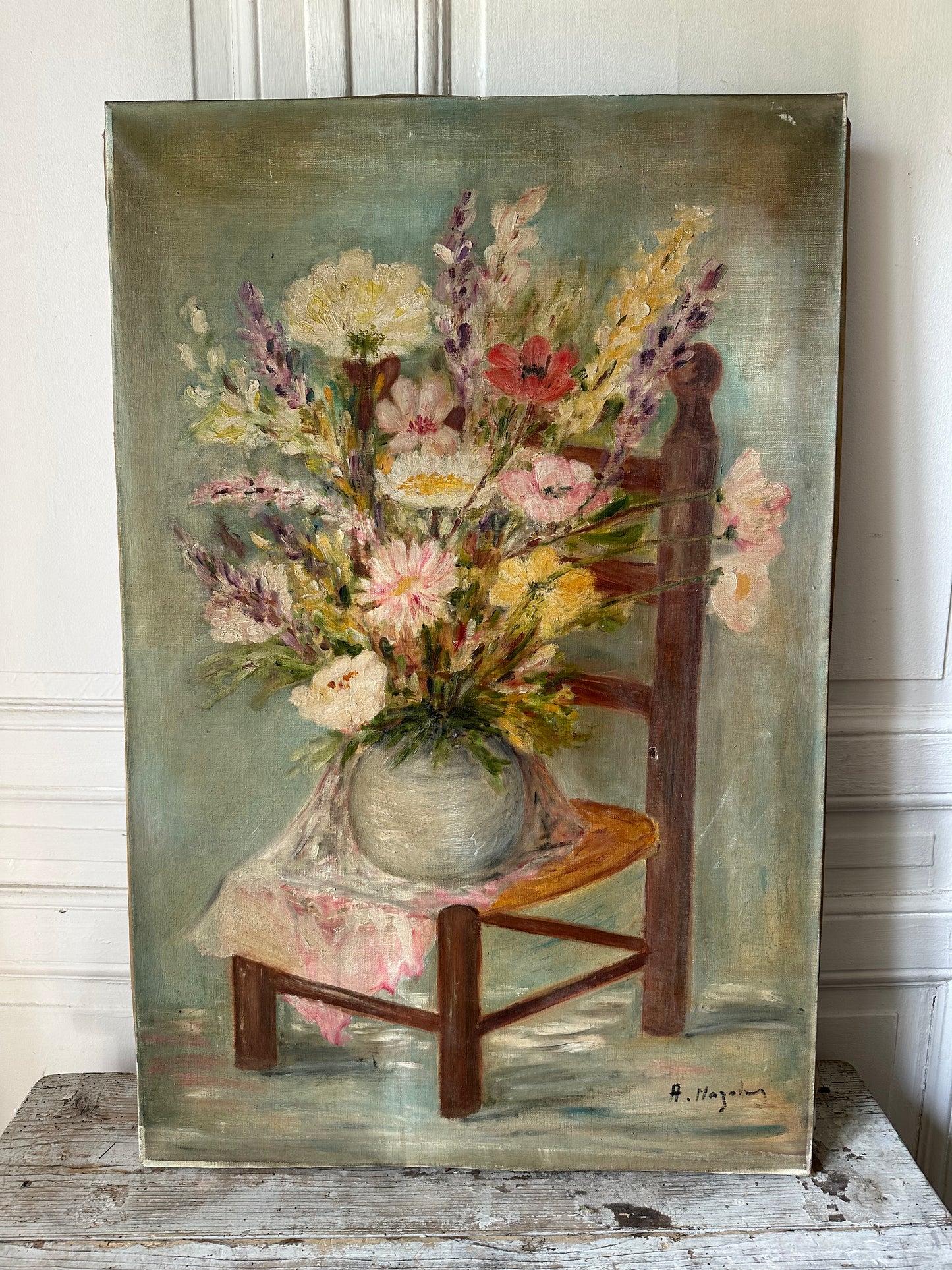 Bouquet sur la chaise