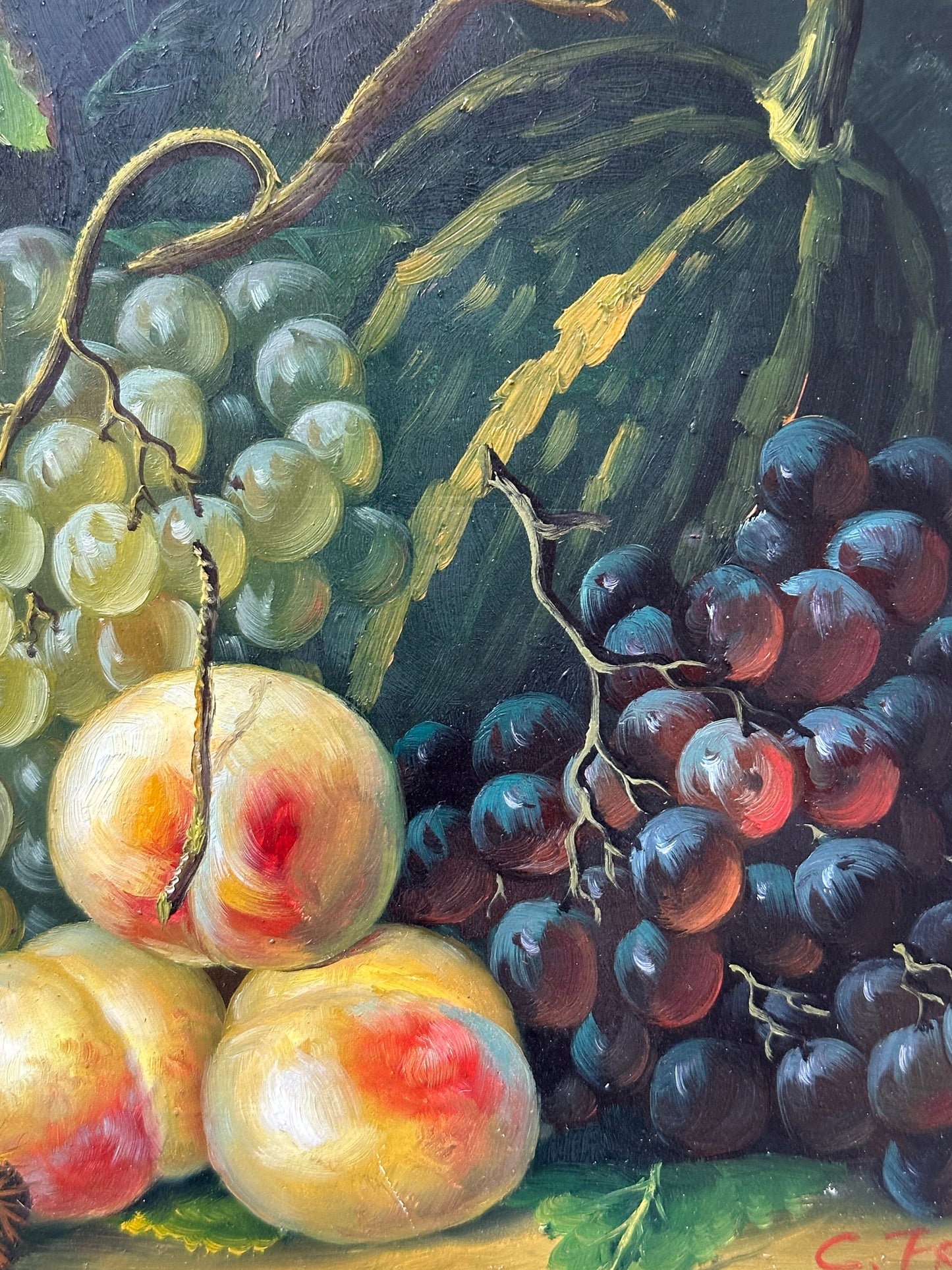 Pêches et raisin