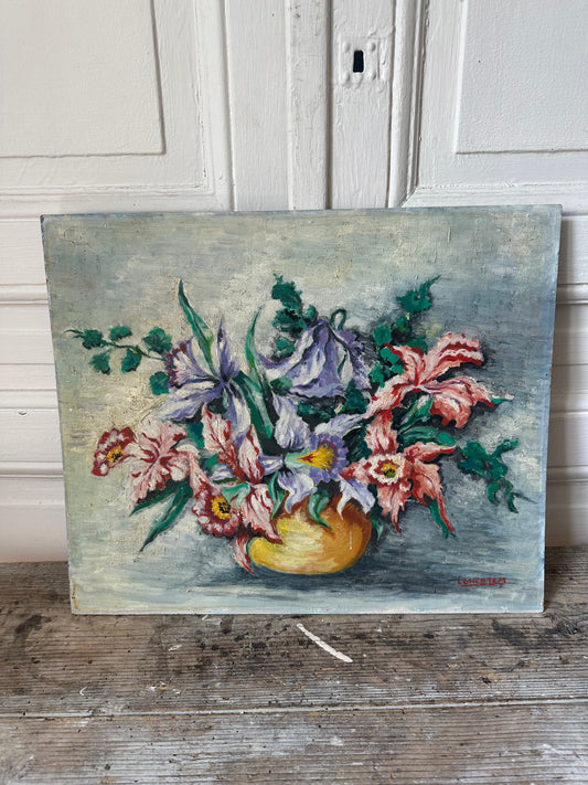 Bouquet au fond gris