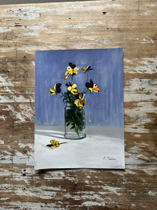 Dessin au pastel, les pensées