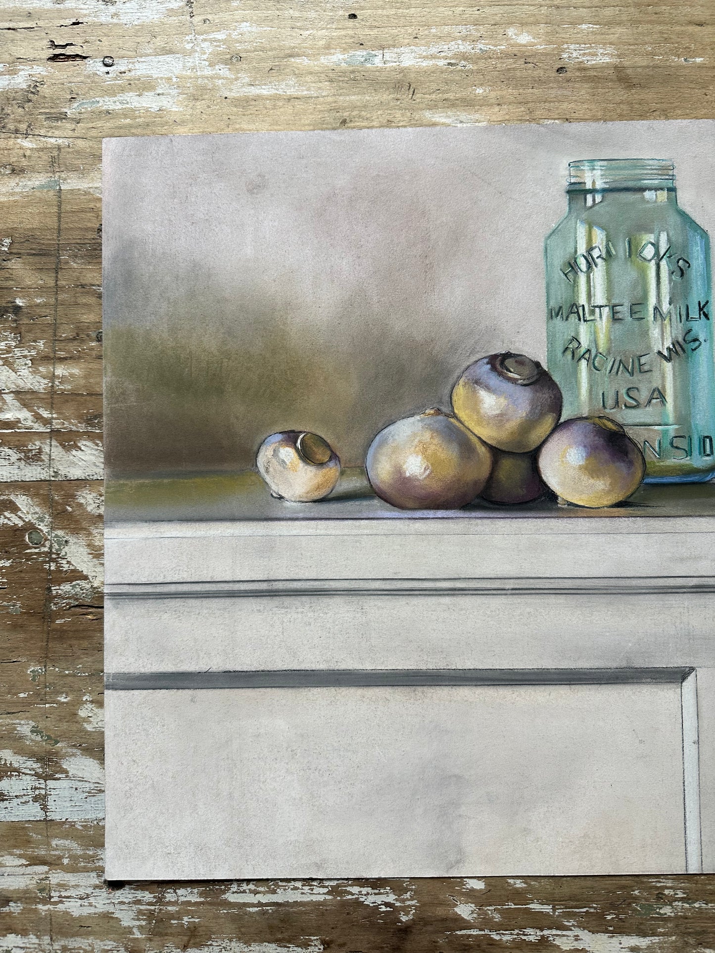 Dessin au pastel, les navets