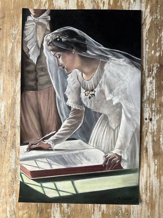 Dessin au pastel, le mariage