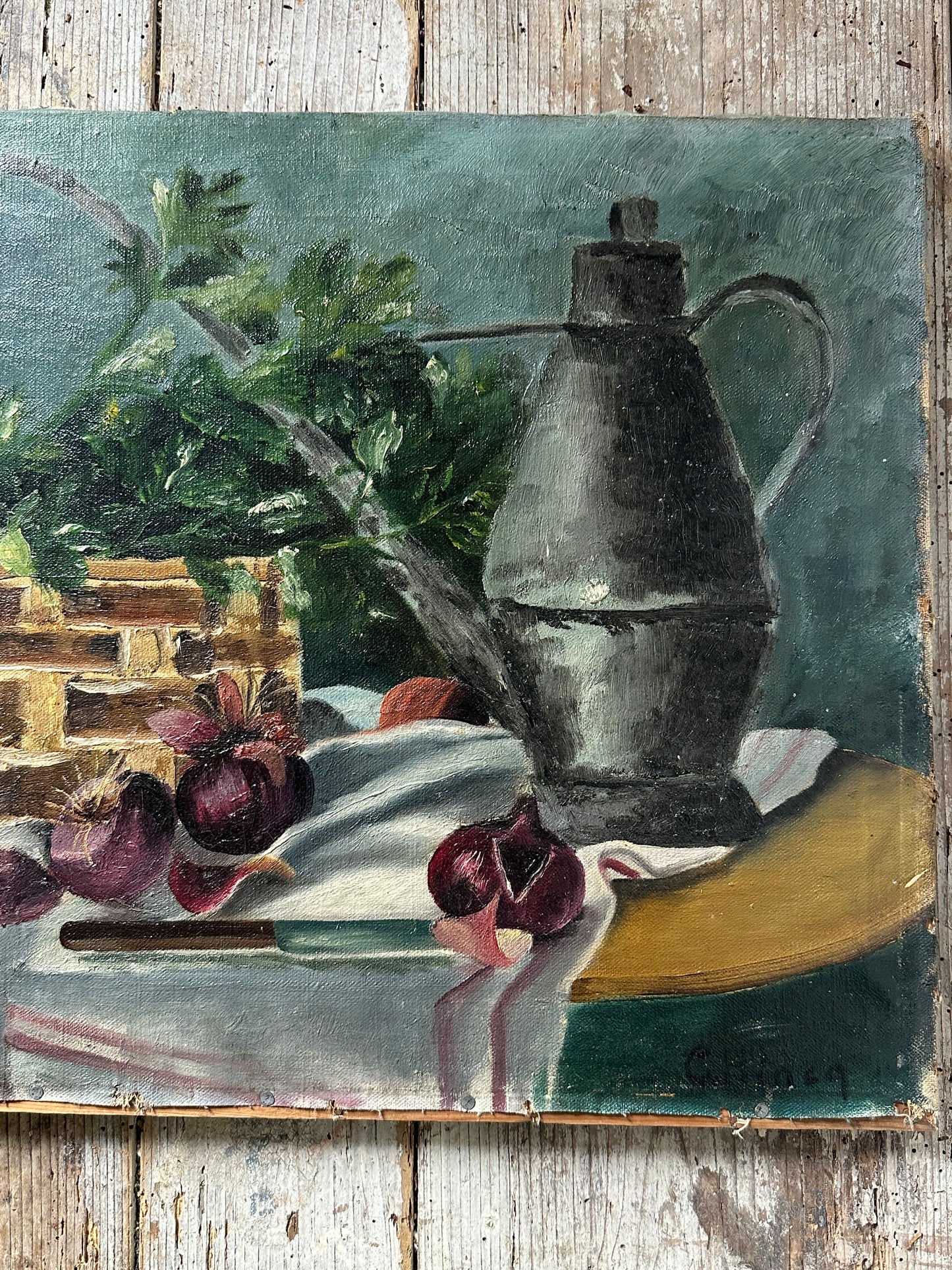 Nature morte aux oignons rouges