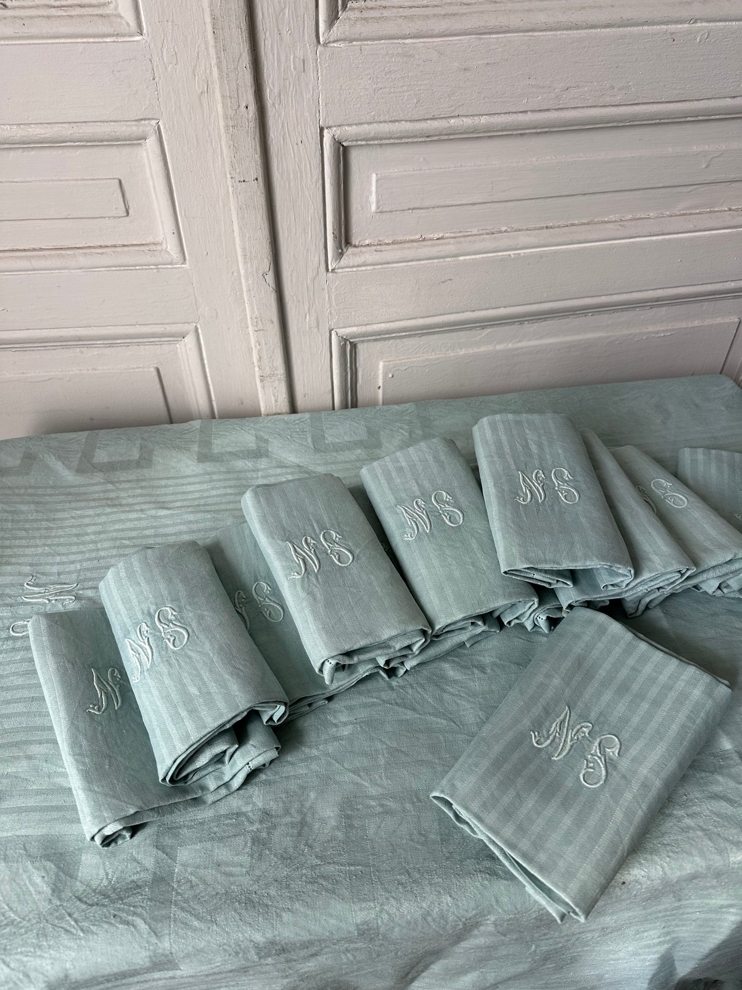 Nappe et serviettes céladon