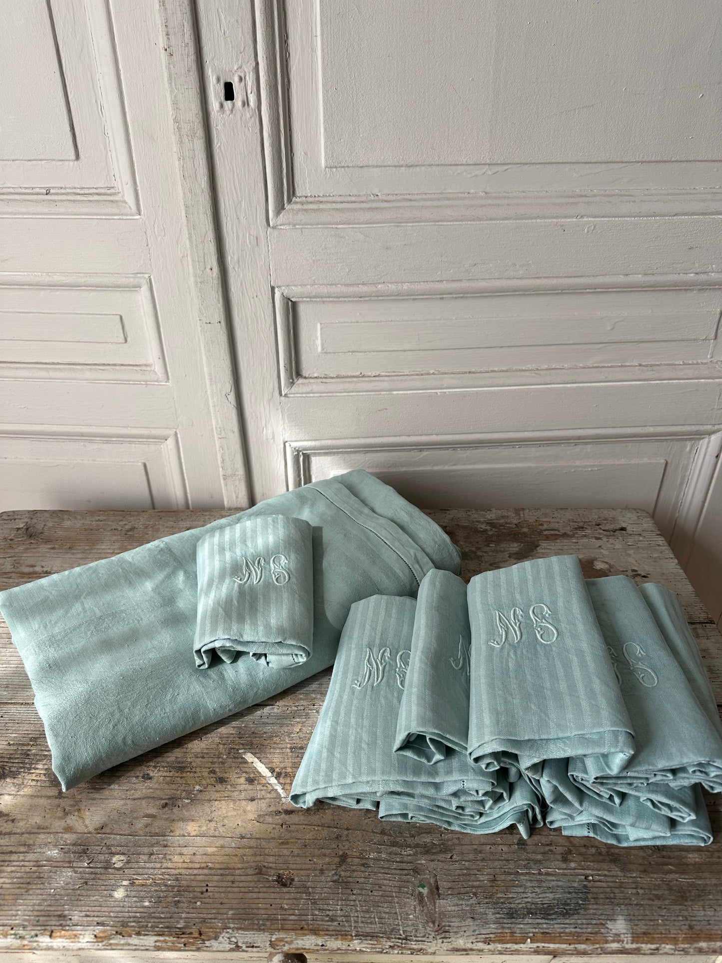 Nappe et serviettes céladon